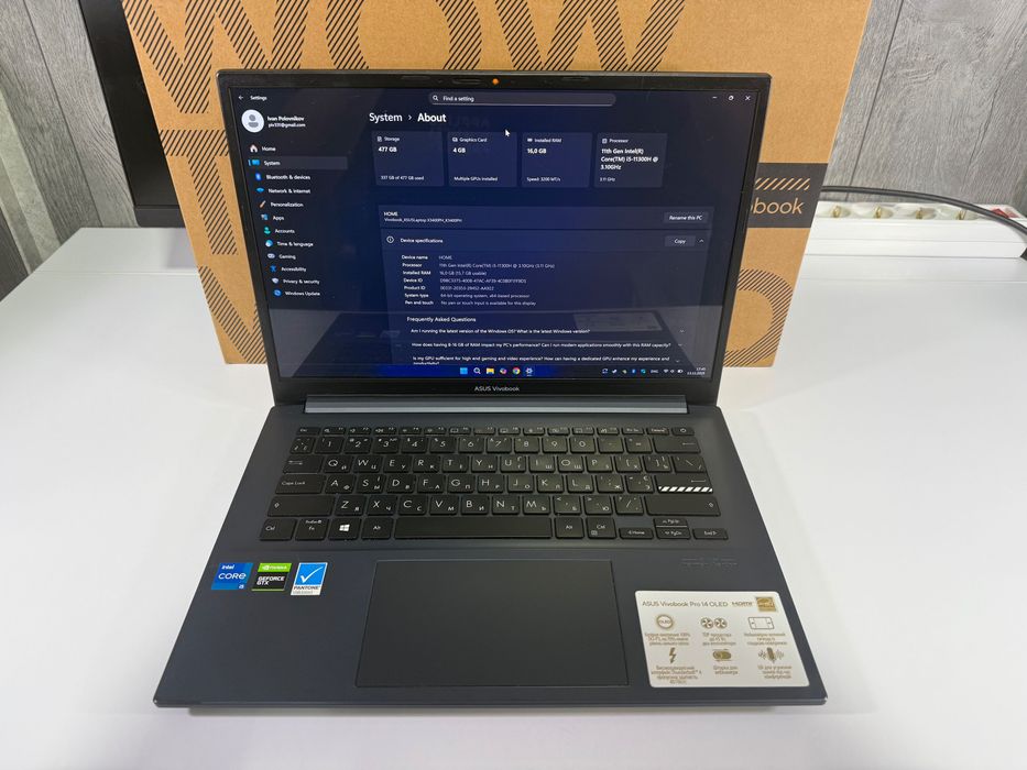 Asus Vivobook Pro 14 OLED i5-11300H 16/512 GTX 1650