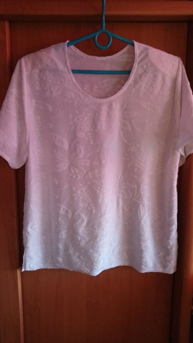 Biała bluzka wizytowa krótki rękaw elegancka