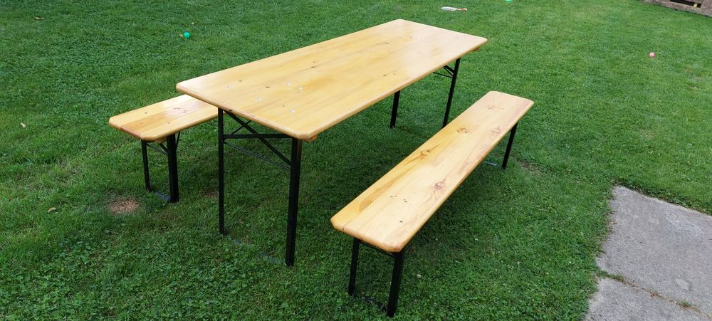 Zestaw ogrodowy ławka stolik grill parasol