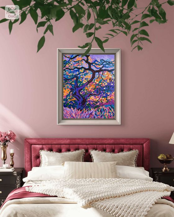 Oryginalny kolorowy obraz akrylowy 40x50 cm na płótnie, drzewo