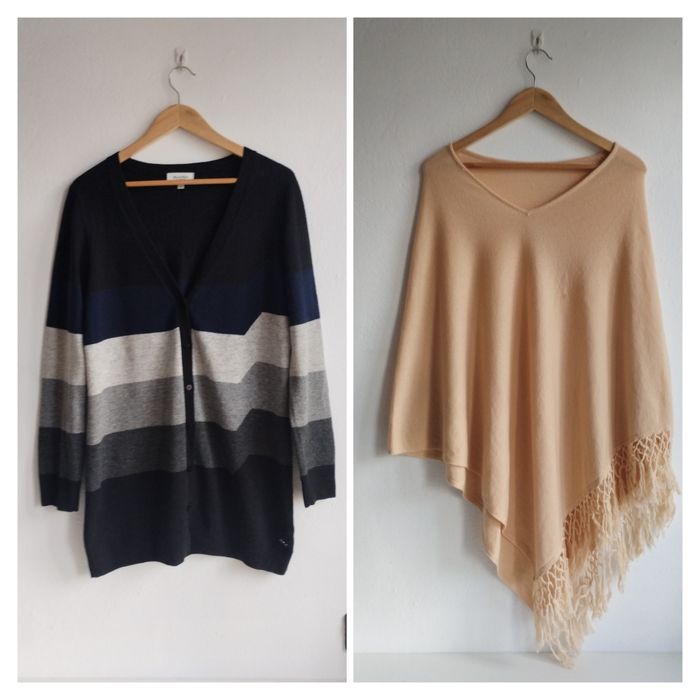 Sweter damski poncho 100% wełna 100% kaszmir rozmiar L 40 jesień zima ciepły sweter stan idealny