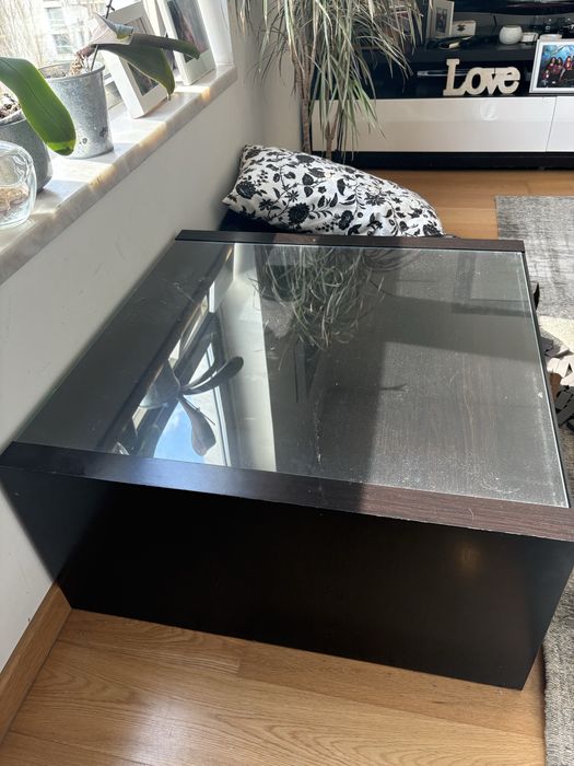 Mesa de centro de sala wangue e vidro