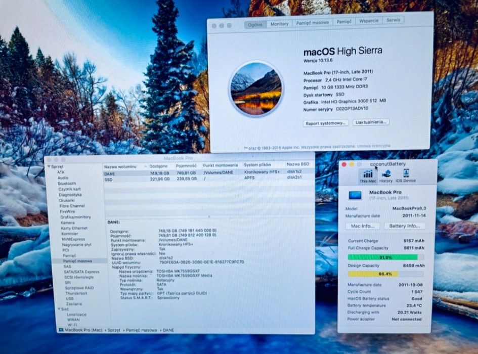 Rarytas! MacBook Pro 17 cali i7 10GB 240+750 SSD