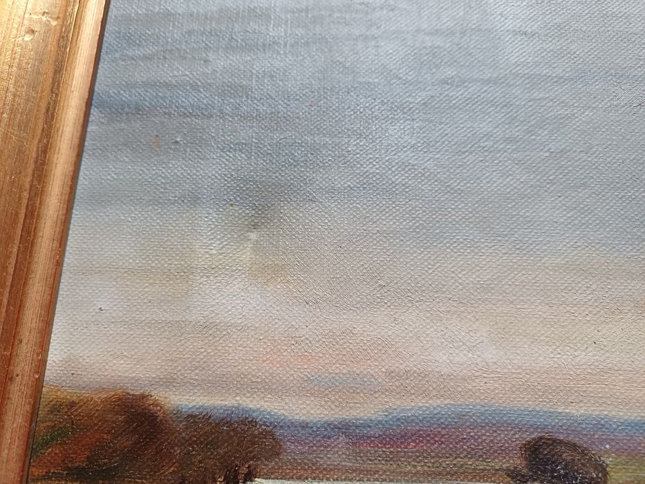 Stary obraz na płótnie sygnowany  .
