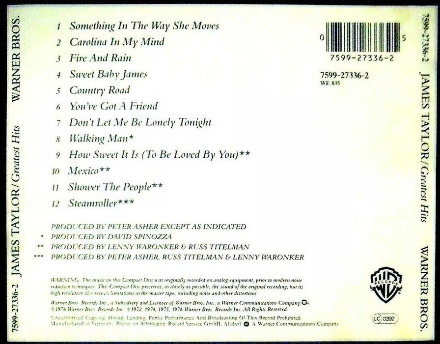 James Taylor - Greatest Hits - CD