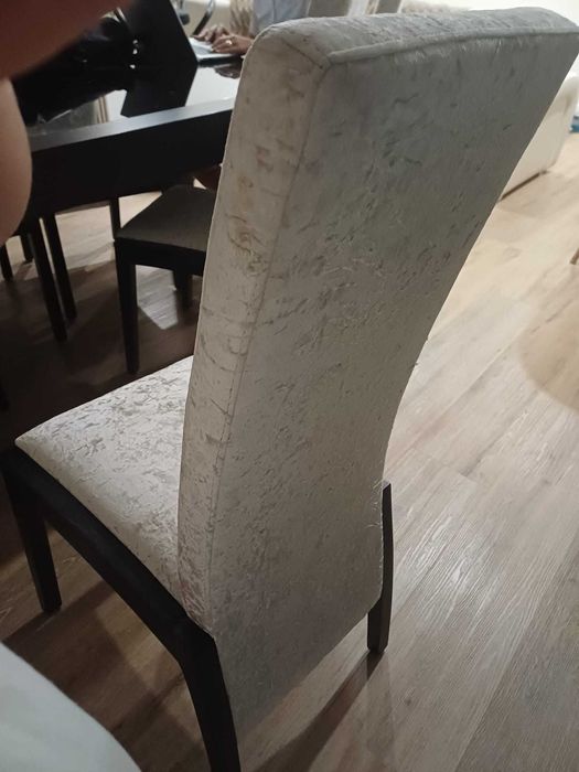 Conjunto 6 Cadeiras de Sala de Jantar Estofadas | Madeira Escura