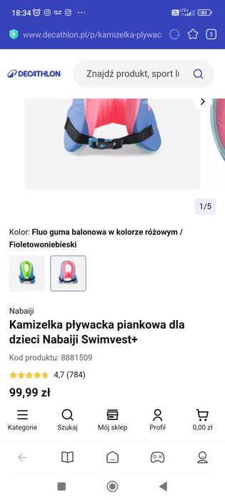 Kamizelka pływacka ratunkowa pianka Decathlon