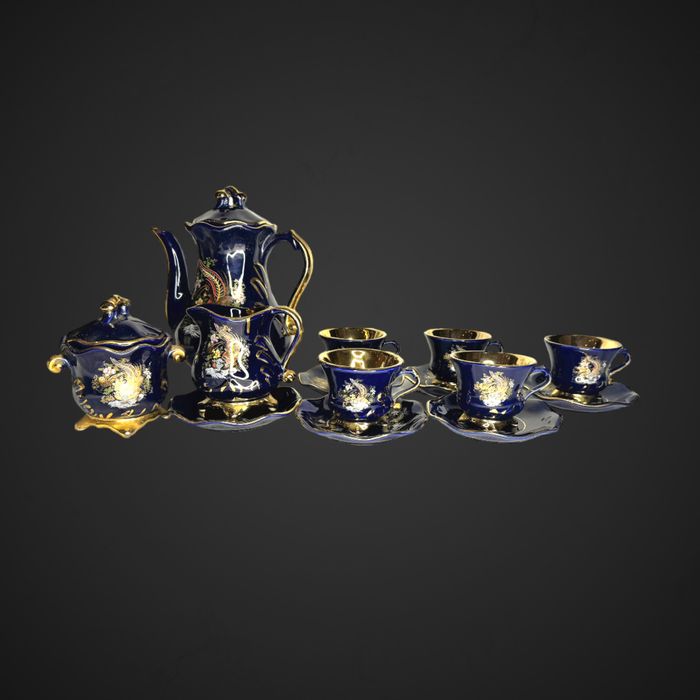 Turecki Serwis ceramiczny bogato złocony kobalt B17125