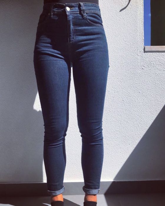 Calças Justas de Ganga Azul