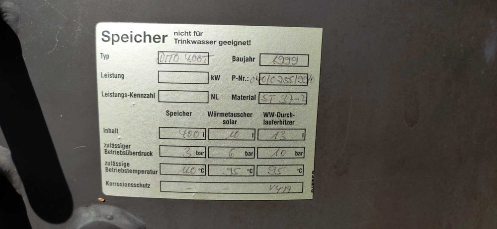Bufor kombinowany 400 / 500 L wężownica CWU nierdzewna solar Paradigma REISSER