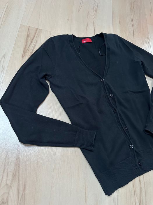 EDC by esprit bawełniany sweter guziki czarny granat damski v neck