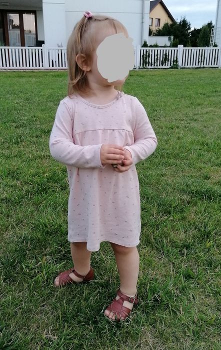 Sukienka bawełniana H&M r. 86, delikatna z długim rękawem