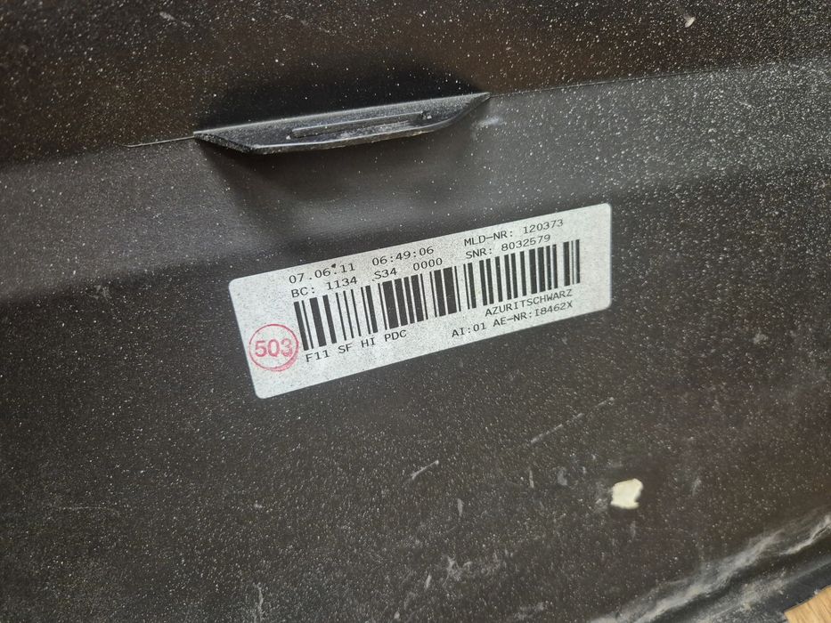 BMW 5 F11 Zderzak TYŁ Tylny 4Xpdc S34 Azuritschwarz Metallic 8032579
