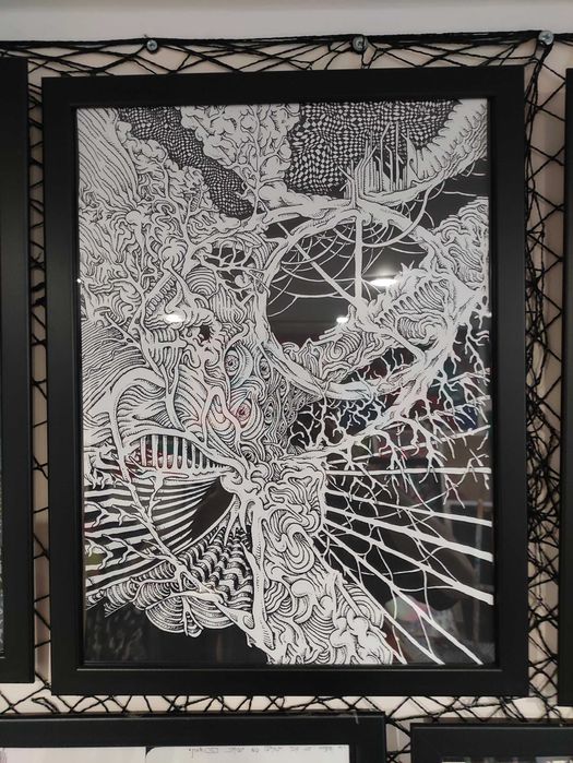 Obraz "ŻYWA MATERIA" 40x30 Abstrakcja Surrealizm Brudna Masa oprawiony