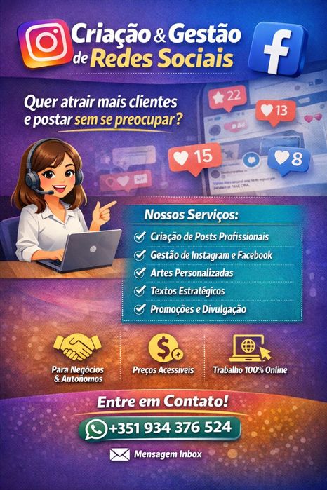 Criação e gestão de redes socias e imagens