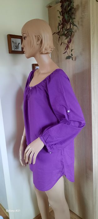 Jagodowa koszulowa tunika sukienka