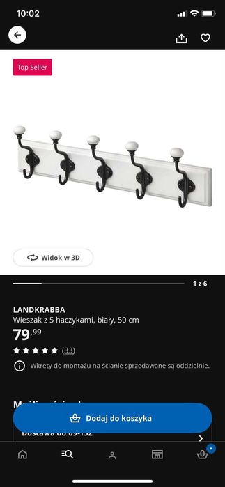 LANDKRABBA wieszaki na ubrania Ikea