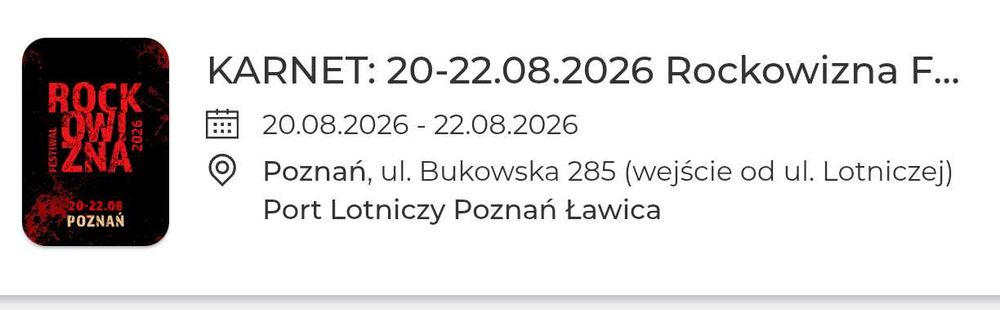 ROCKOWIZNA karnet 20-22.08 POZNAŃ