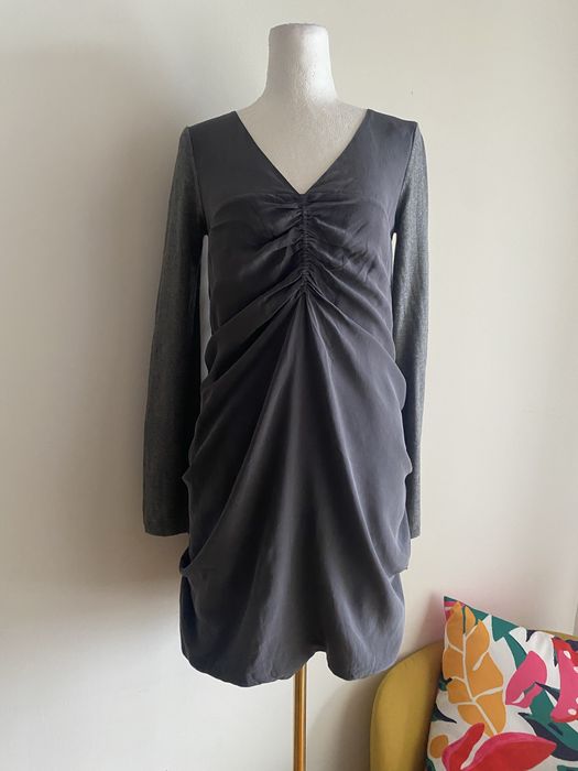 Jedwabna marszczona sukienka z kaszmirem premium