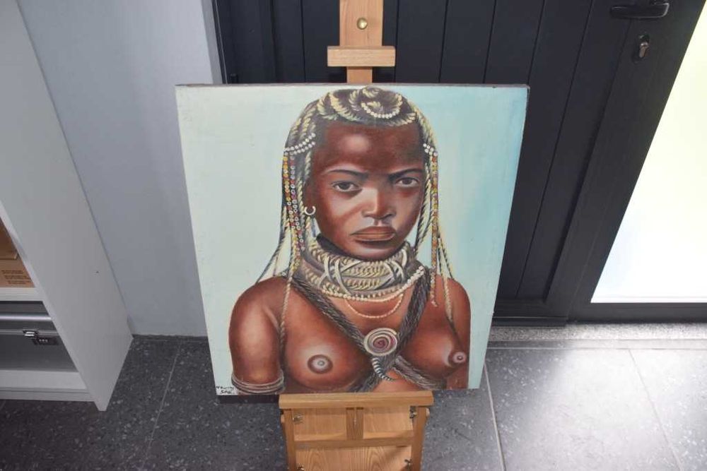 Quadro africano (Angola) pintado a tinta de óleo – Mumuila – 1997