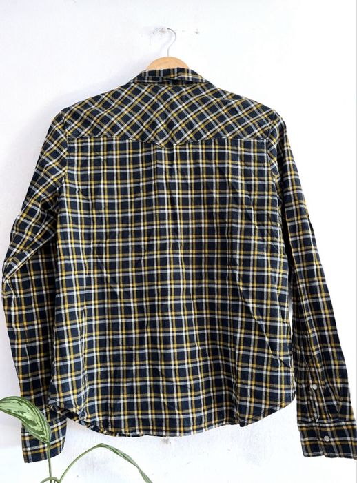 Camisa Flanela aos Quadrados Azul e Amarelo M