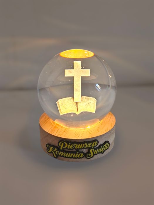 Kryształowa kula Pamiątka Pierwszej Komunii Świętej lampka nocna