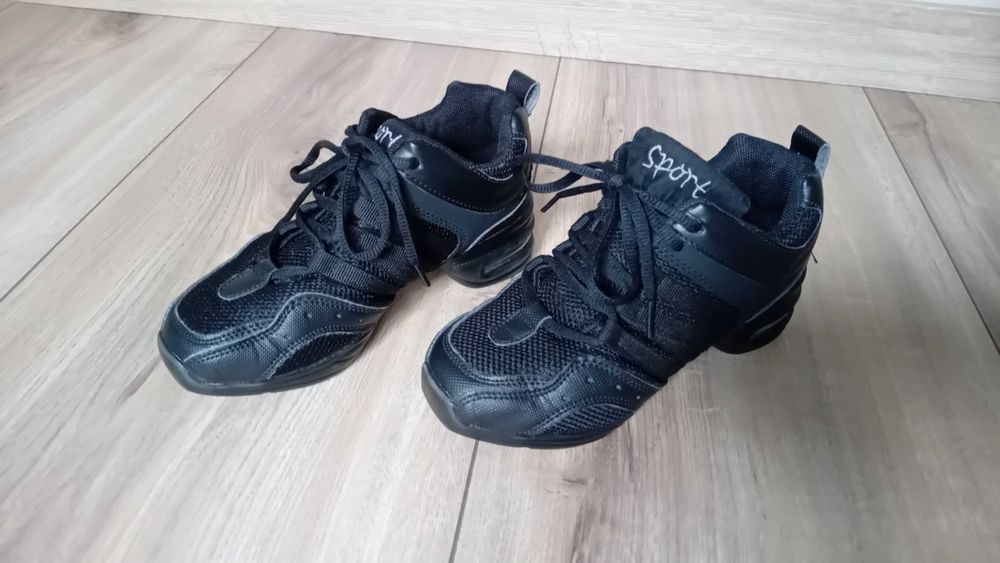 Buty do tańca nowoczesnego, jazzowe, cheerleading, damskie, line dance, lekkie i wygodne, czarny kolor, rozmiar 34