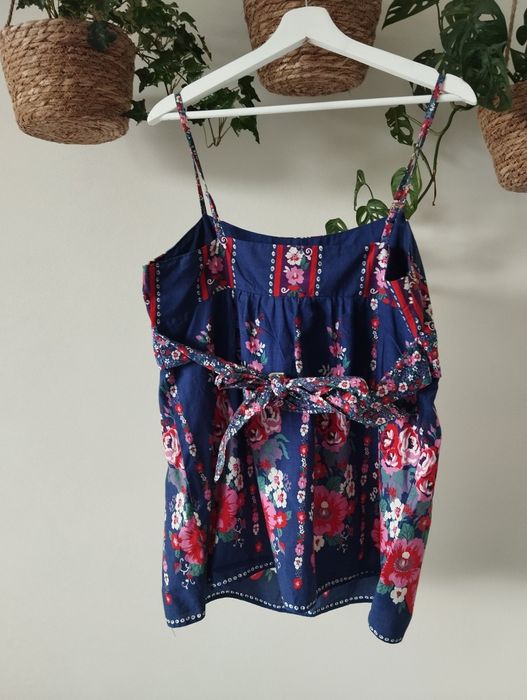 Letnia, wiosenna bluzka, top z bawełny, kolorowy w kwiaty, boho r.42 X