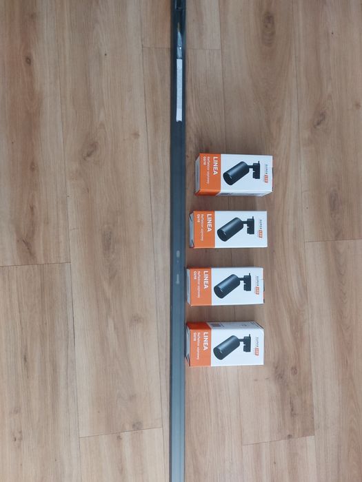 Szynoprzewód (szyna oświetleniowa) 2 m + 4 reflektory GU10 LED czarny