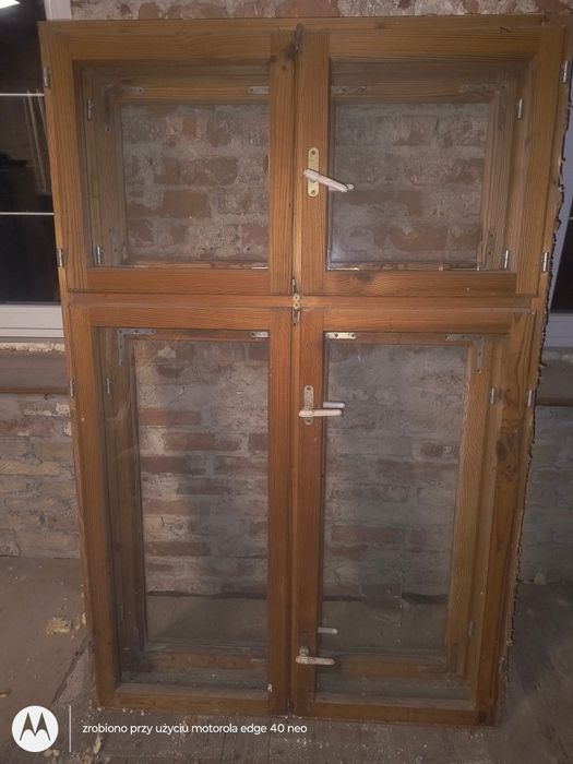 Okno drewniane 1120x1730 - okna 3 sztuki
