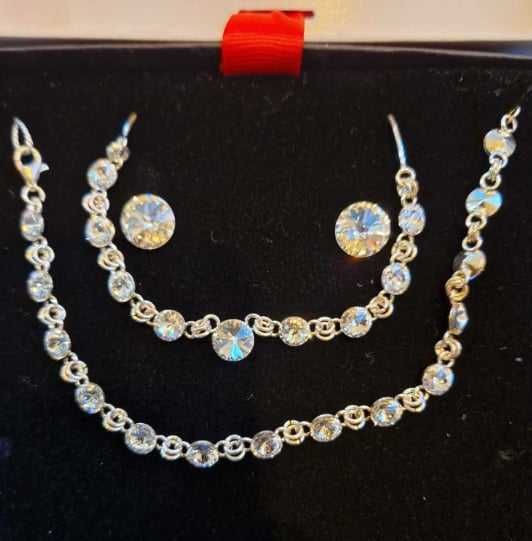 Komplet nowy srebro i kryształy swarovski