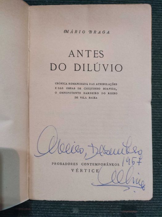 Antes do Dilúvio - Mário Braga -1ª Edição, assinado pelo autor