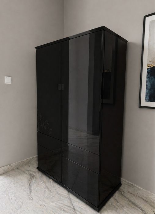 Móvel Bar / Aparador Design Moderno – Preto Lacado e Espelhado