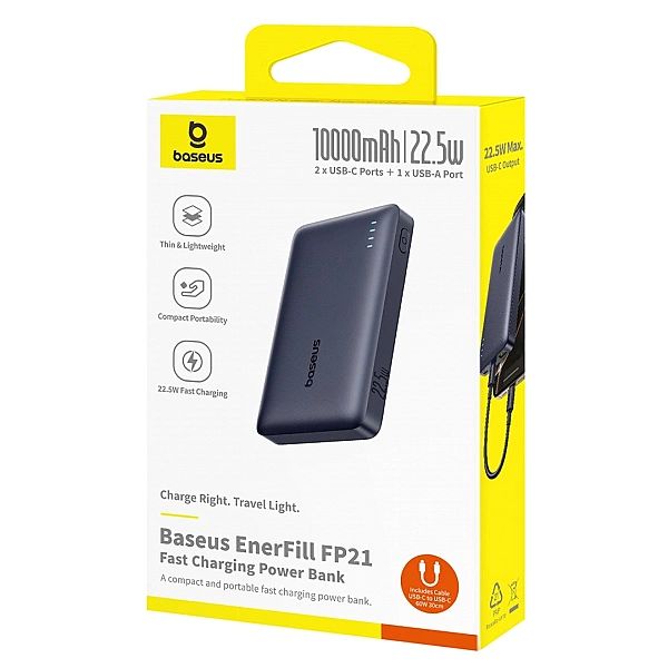 Powerbank Baseus EnerFill FP21/10000mAh 22.5W USB-A - USB-C - czarny