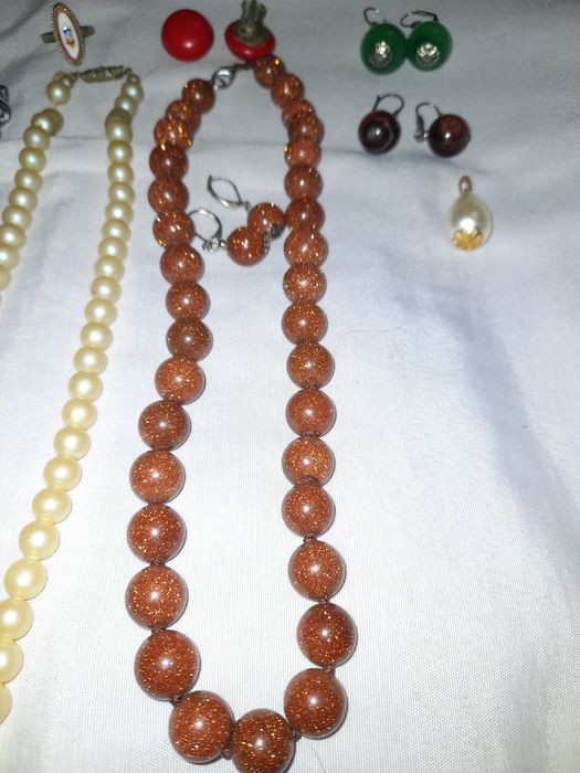 Бусы СССР ,бусы винтажные сатиновое стекло, жемчуг,натуральный камень,