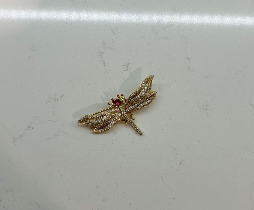 Broszka ważka pozłacana