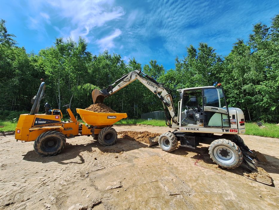 Roboty ziemne usługi koparko-ładowarką minikoparką, koparką, wozidłem