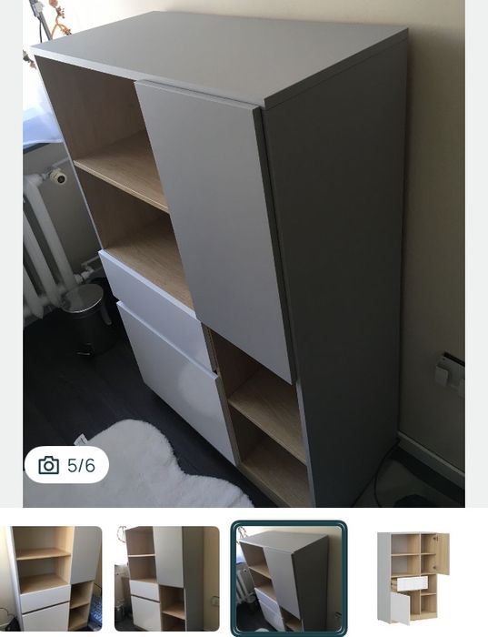 Regał / Komoda 80 cm z 2 drzwiami 4 półkami i szufladą
