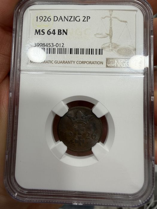2 fenigi 1926 ms 64 bn NGC Wolne Miasto Gdańsk WMG