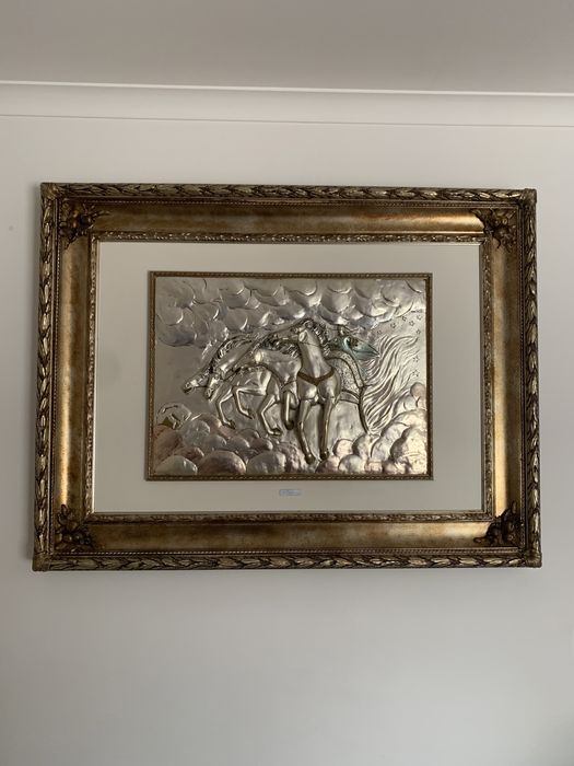 Quadro Vintage Alto Relevo "Carro" - Cavalos / Carruagem - Negociável