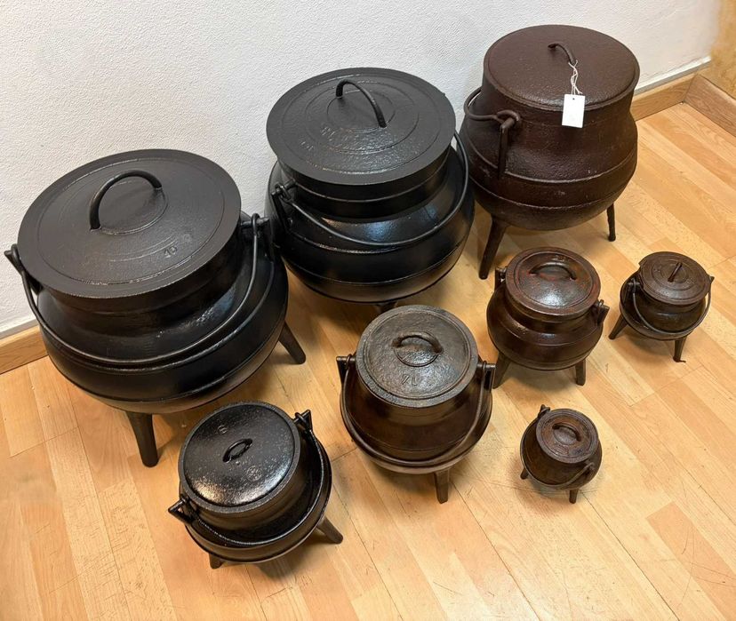 Panelas ou caldeiroes com 3 pernas em ferro fundido