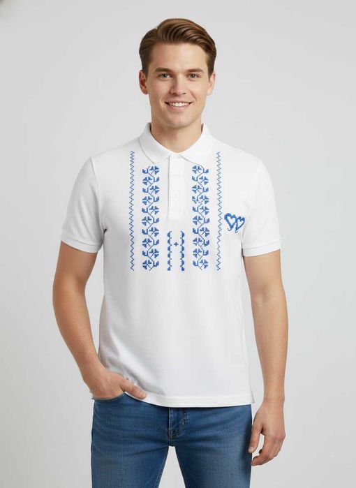 Polo com o bordado a Ponto Cruz estampado
