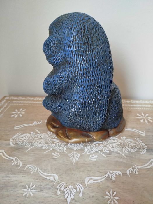 Antiga Escultura em Cerâmica "Virgem Maria e o Menino"