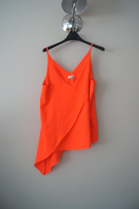 river island 38 M pomarańczowa pomaranczowa asymetryczna bluzka prosta
