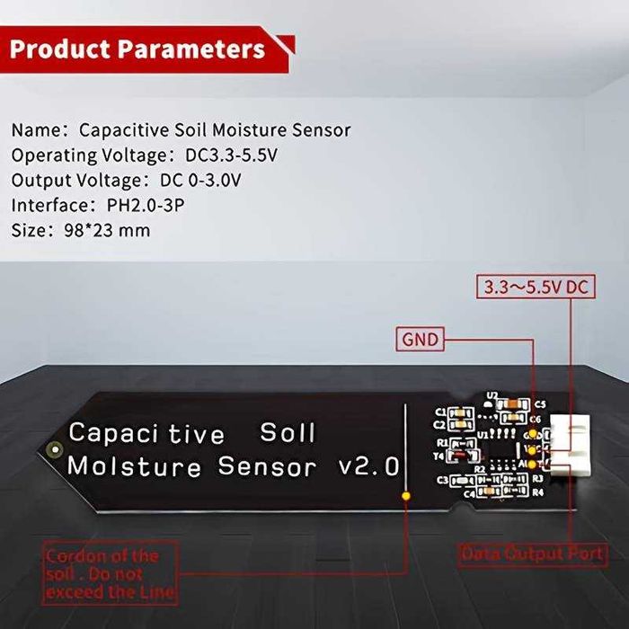 Sensor de humidade do solo terra capacitivo