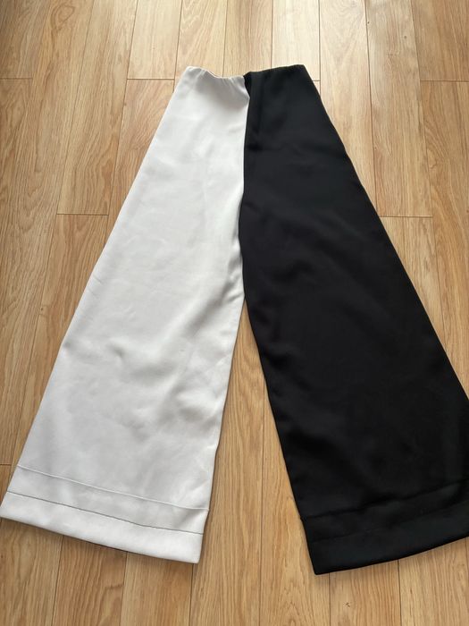 Nowe czarno-białe spodnie palazzo adidas