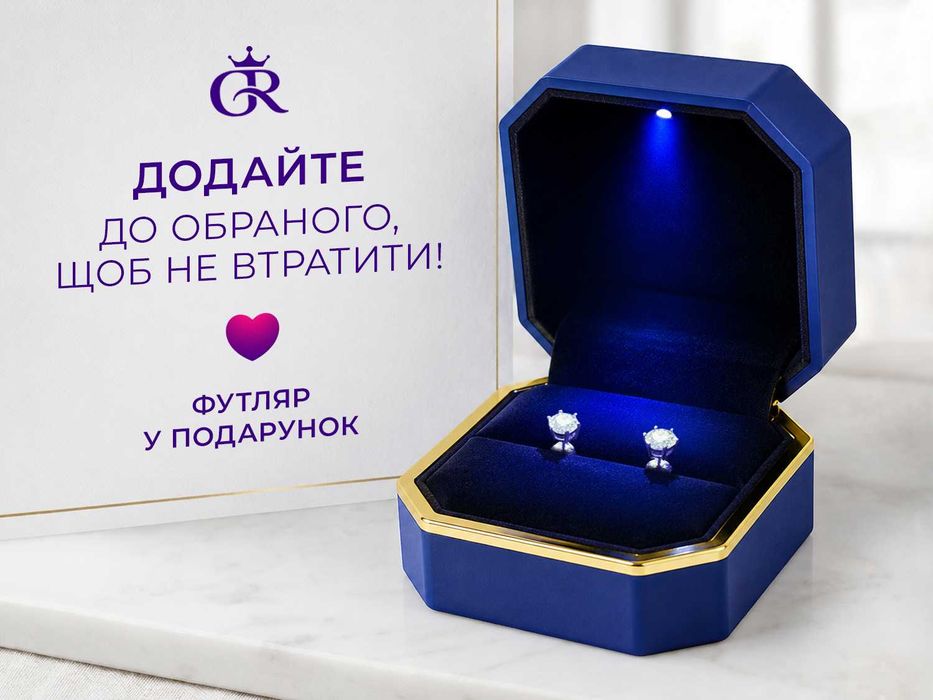 Сережки срібні з муасанітами (лабораторні діаманти) та платиновим покриттям. Два сертифікати на камені в комплекті. Пусети 925 (оригінальне срібло)