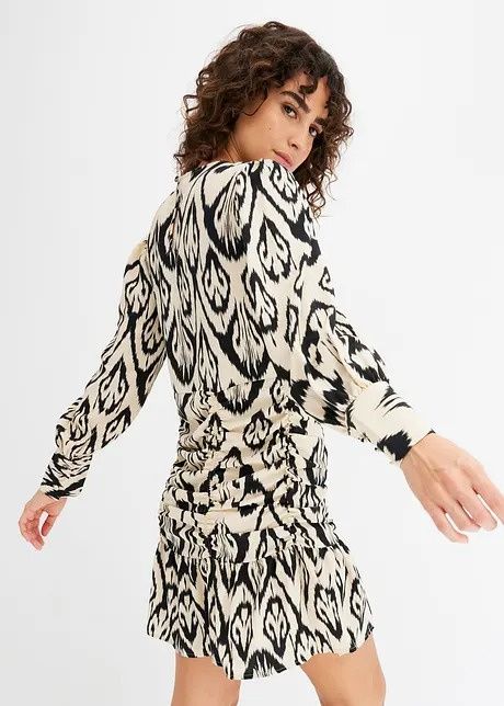 B.P.C sukienka mini z marszczeniem we wzory r.46