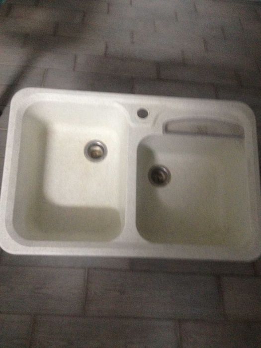 Zlew kompozytowy dwu komorowy szary