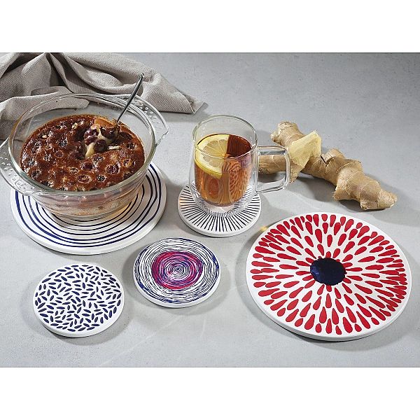 Podkładka pod gorące naczynia, ceramika/korek, śred. 20 cm, kręgi Nord